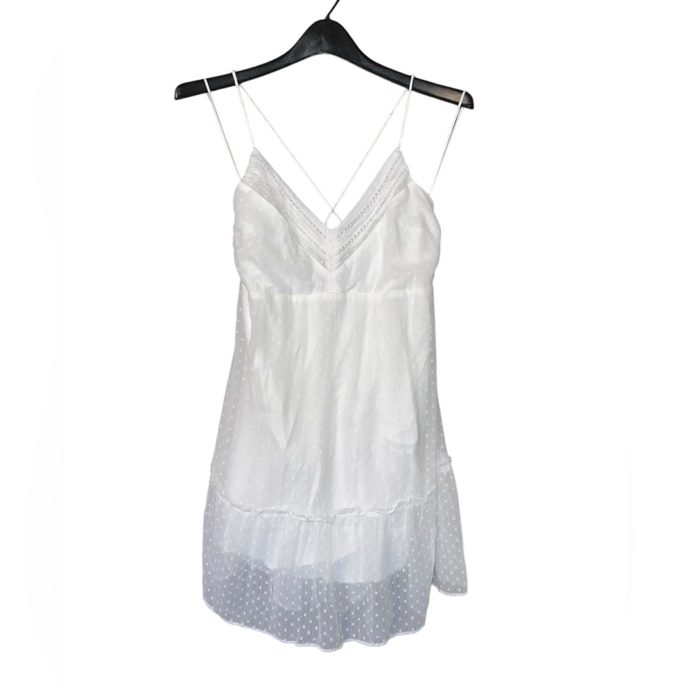 Abercrombie & Fitch White Polka Dot Lace Up Mini Dress